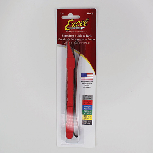 RED SANDING STICK WITH 2 #120 GRIT SANDING BELTS