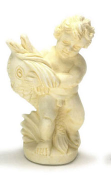 Cherub with Fish Statue, Ivory