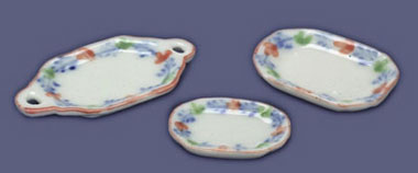 3 pc Dinner Set, Blue and Pink