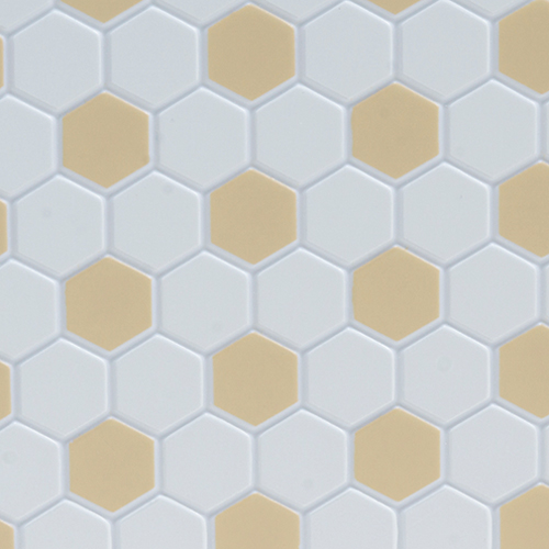 Tile, Hexagons, 12X16, White/Beige