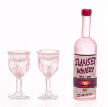 ROSE WINE/2 GOBLETS WINE