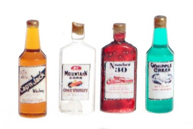 VINT LIQUOR BOTTLES/4/AST