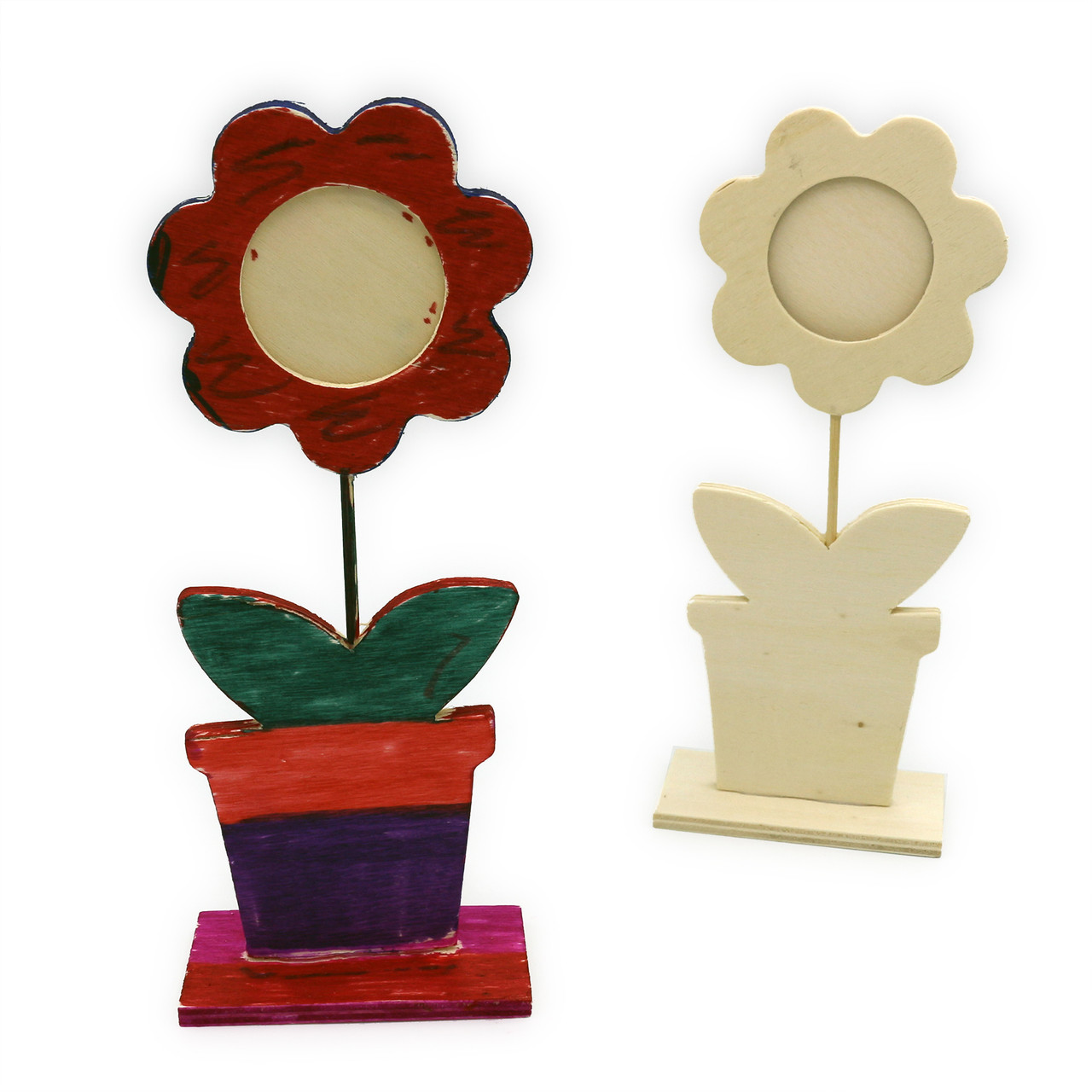 10 Wooden Flower in a Pot Picture Frame for Decoration