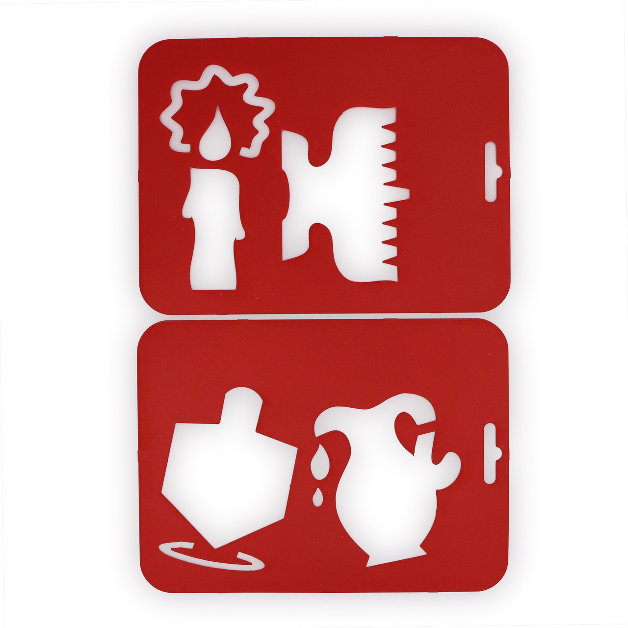 Chanukah 2 Small Stencil Set Dreidel & Pitcher / Menorah & Candle