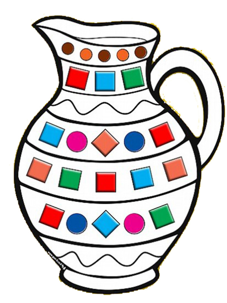 Chanukah 36 Oil Jug with Mosaic Squares