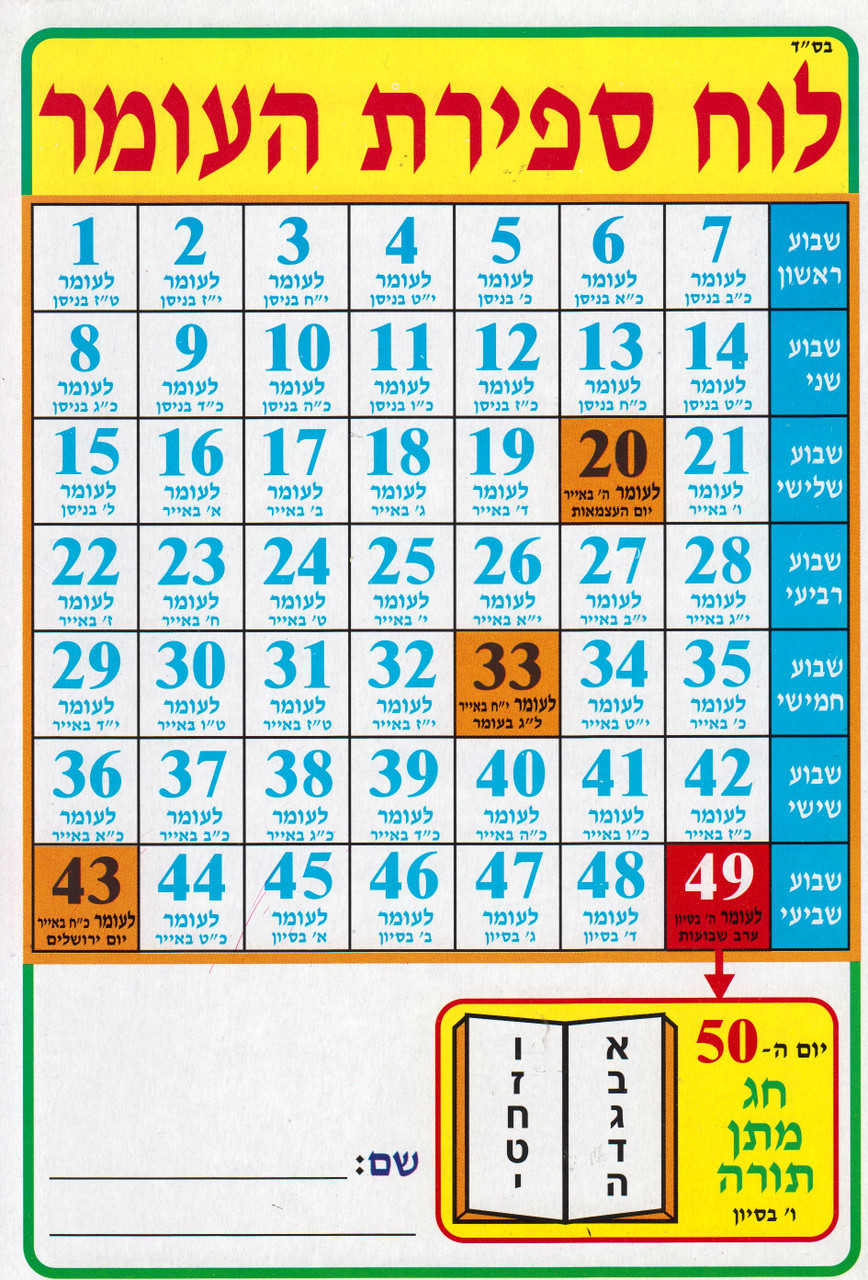Omer Counting Charts with Stickers - 18 Sets (לוח ספירת העומר)