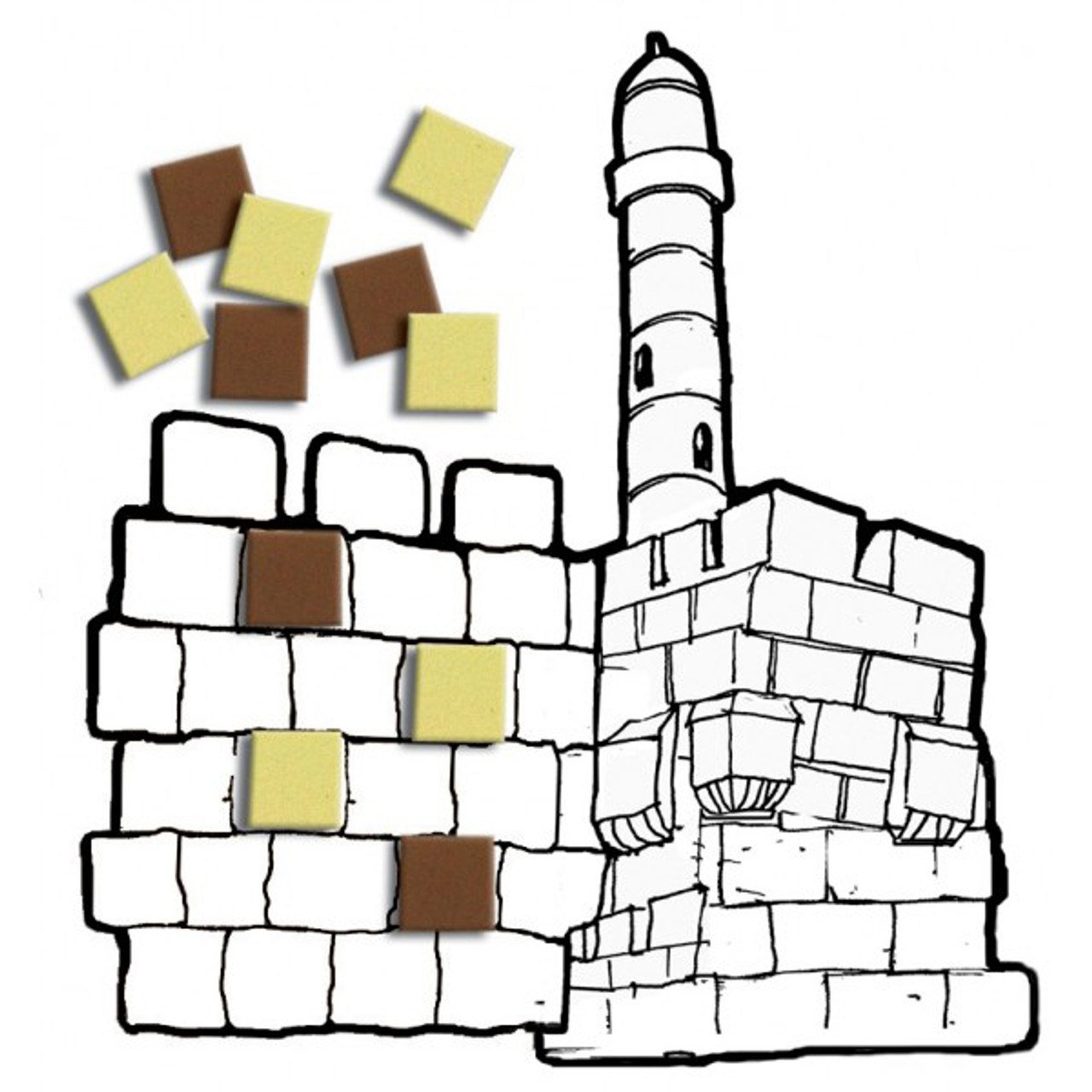 Tower of David Color & Paste Crafts with Jerusalem Stones Foam Mosaic Squares (36 Sets)
