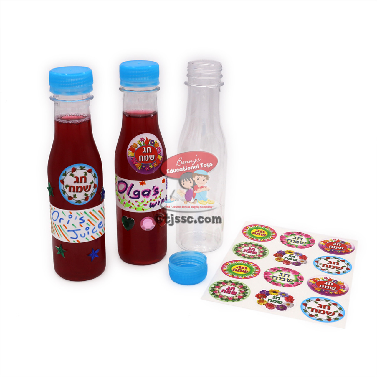 10 Large Plastic Bottles Stickers & Recipe - Ha Bore Pri Ha Geffen - DIY Wine or Grape Juice Project
