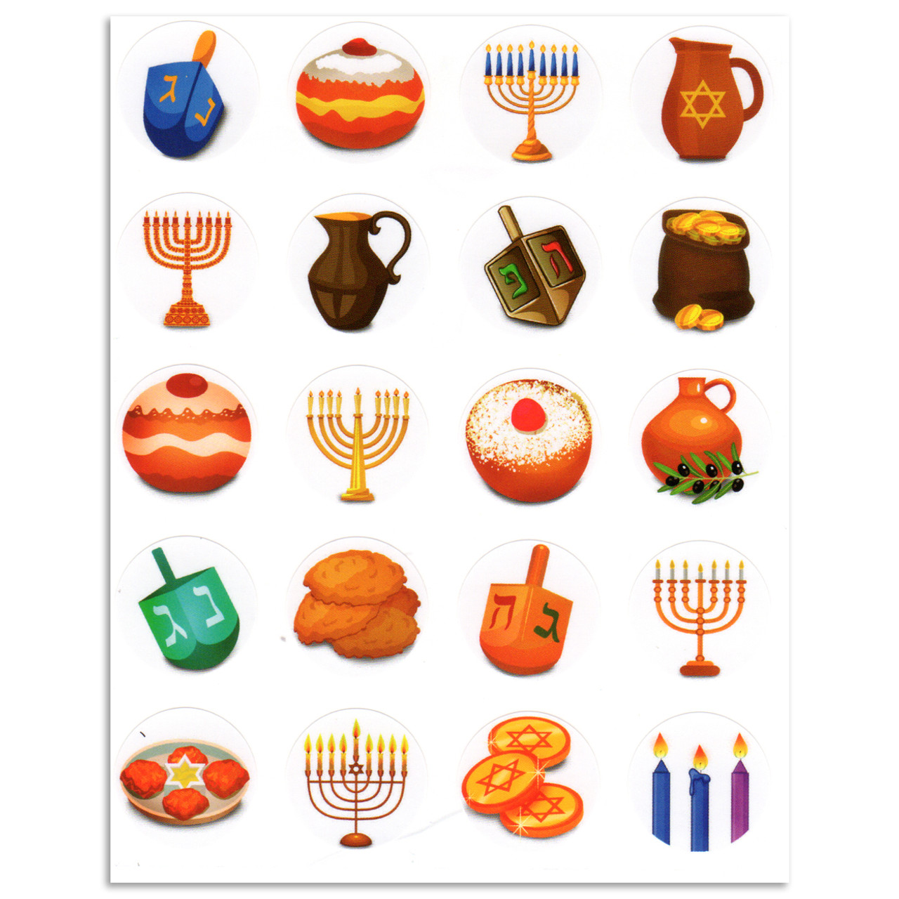 Chanukah Symbols Stickers 1" (200)