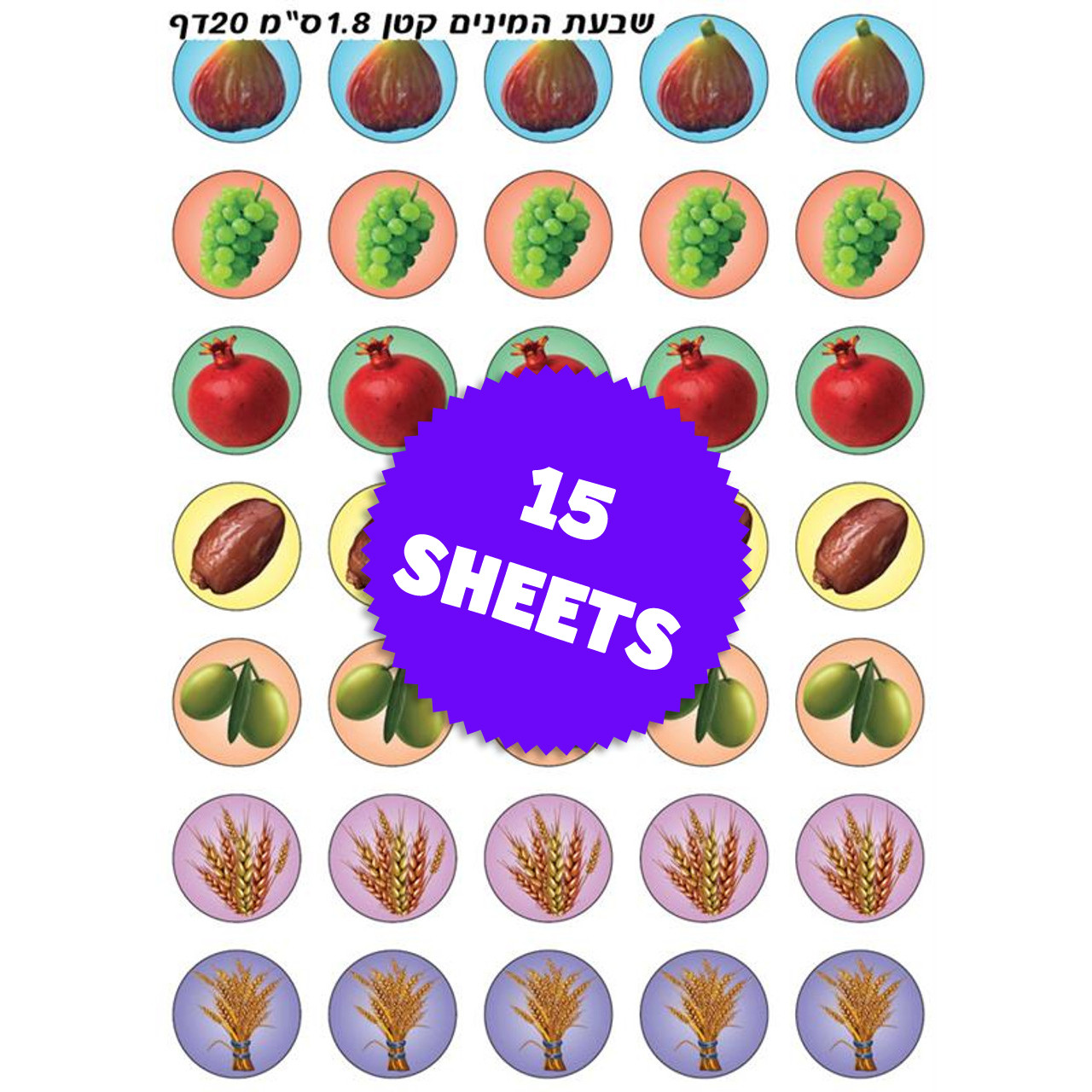 7 Ha Minim Stickers | Seven Species Stickers, 0.7" (525)