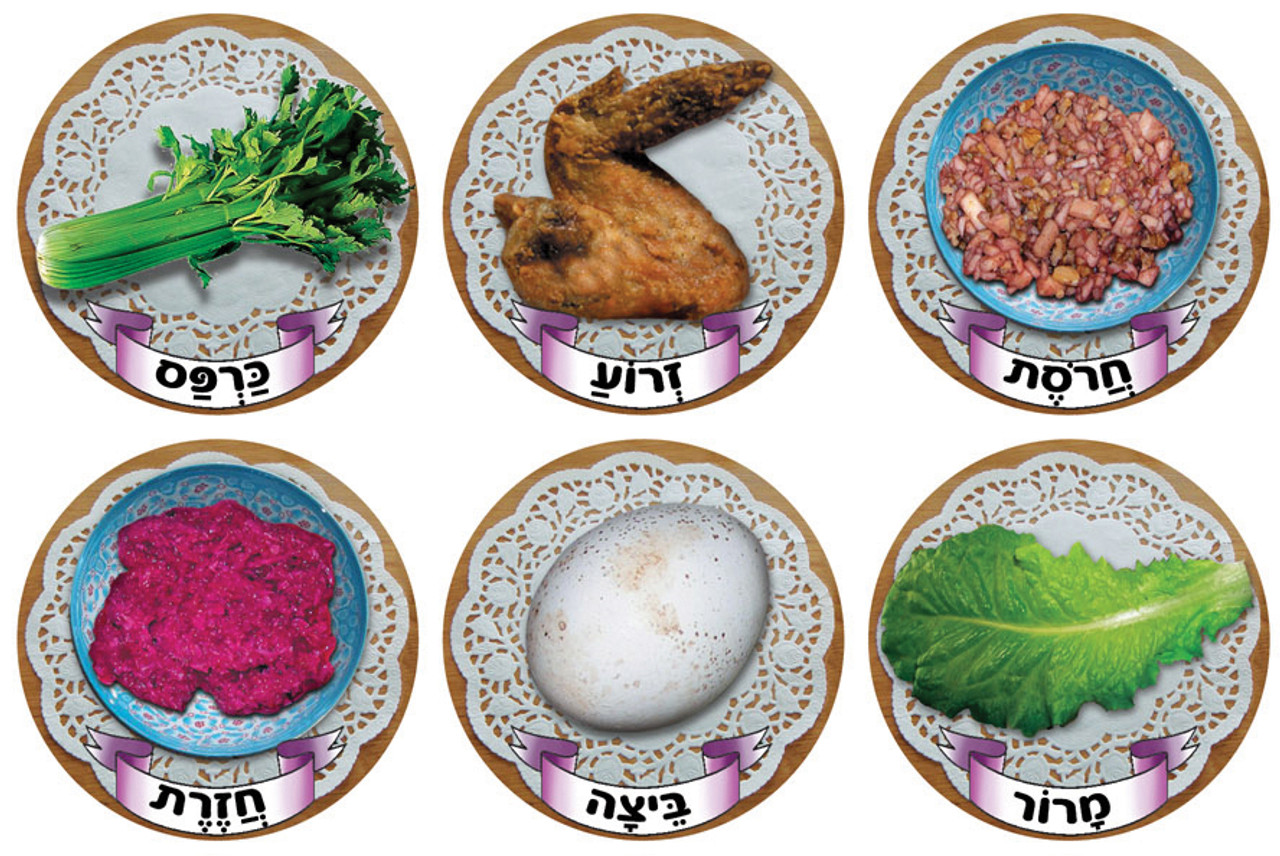 Passover Seder Plate Symbols Stickers 1.9" (12 Sets of 6)