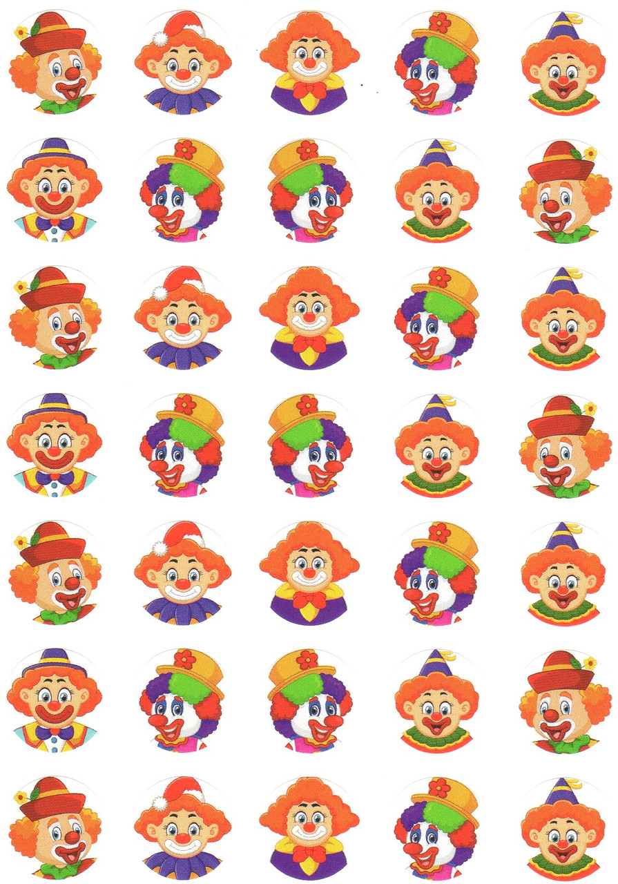 Purim Clowns Jewish Holiday Stickers 0.7", 350 Stickers