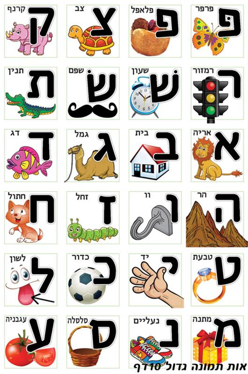 Ot Tmunah - Hebrew Letters in Pictures Stickers 0.9" (240)