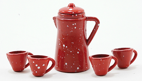 Red Enamelware Coffee Set