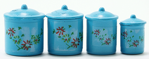Blue Canister Set with Decals, 4 pc