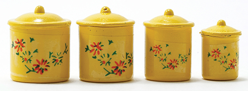 Yellow Canister Set with Decals, 4 pc