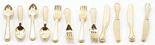 12 Pc Flatware, Gold