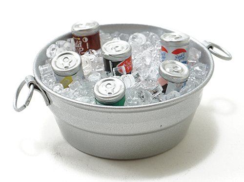 Tub with Ice And Canned Drinks