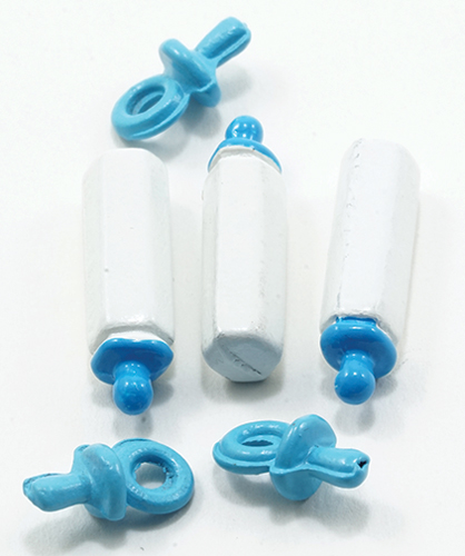 Blue Baby Bottles and Pacifiers Set, 6 pc