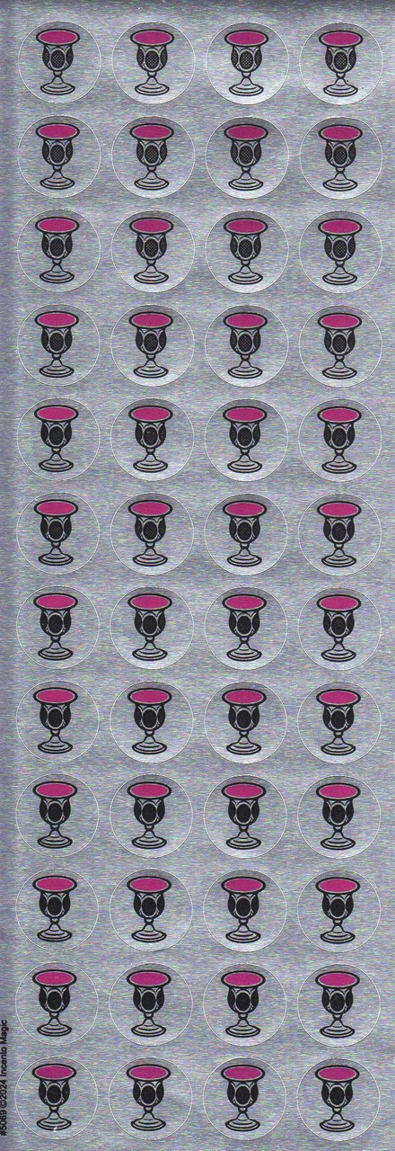 Small Silver Kiddush Cups 0.50" Stickers w. red rim on the top