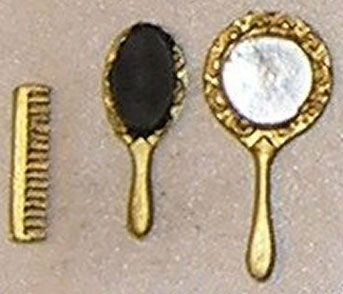Mirror/Brush/Comb Set, Gold Color