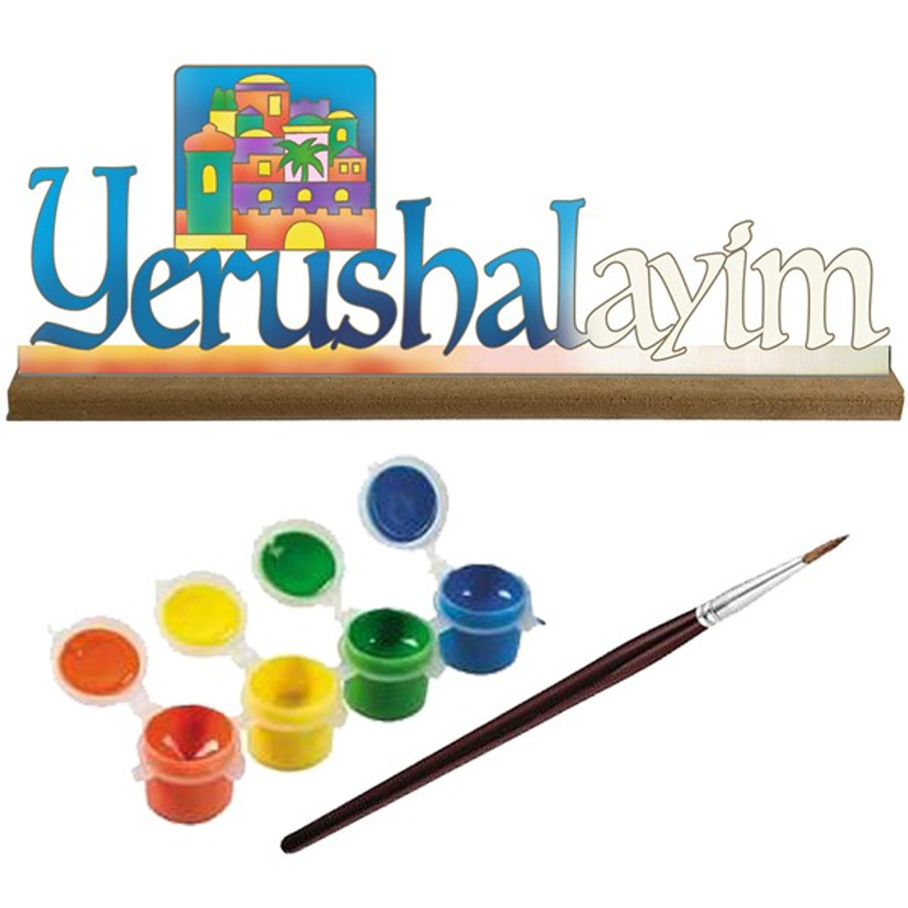 D-I-Y Yerushalayim Wooden Sign Art Kit with Paints & Brush