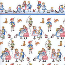 Wallpaper, 1/2" Scale Children On White, 3 pc.