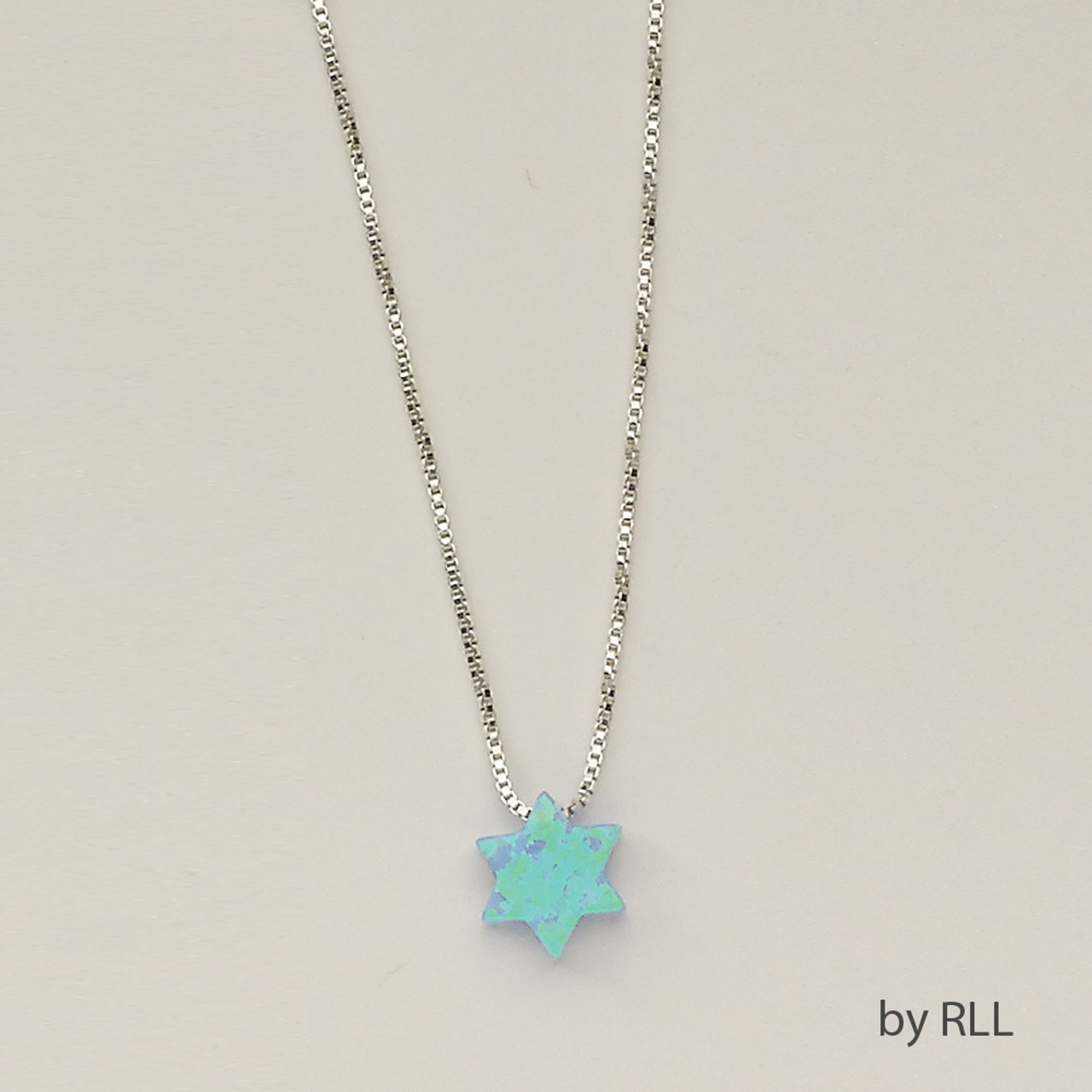 Blue Opal "Star of David" Pendant, on 16" Sterling Chain