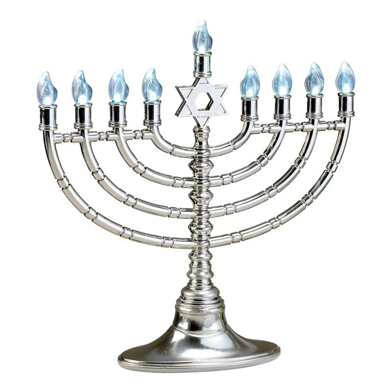 Silvertone LED Menorah with Clear Bulbs
