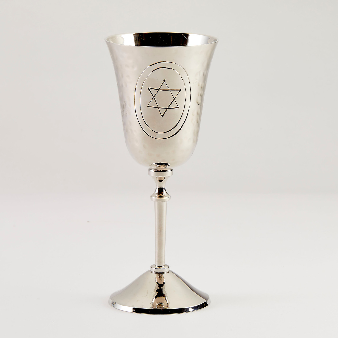 Silvertone Kiddush Cup with Centered Star of David 6"
