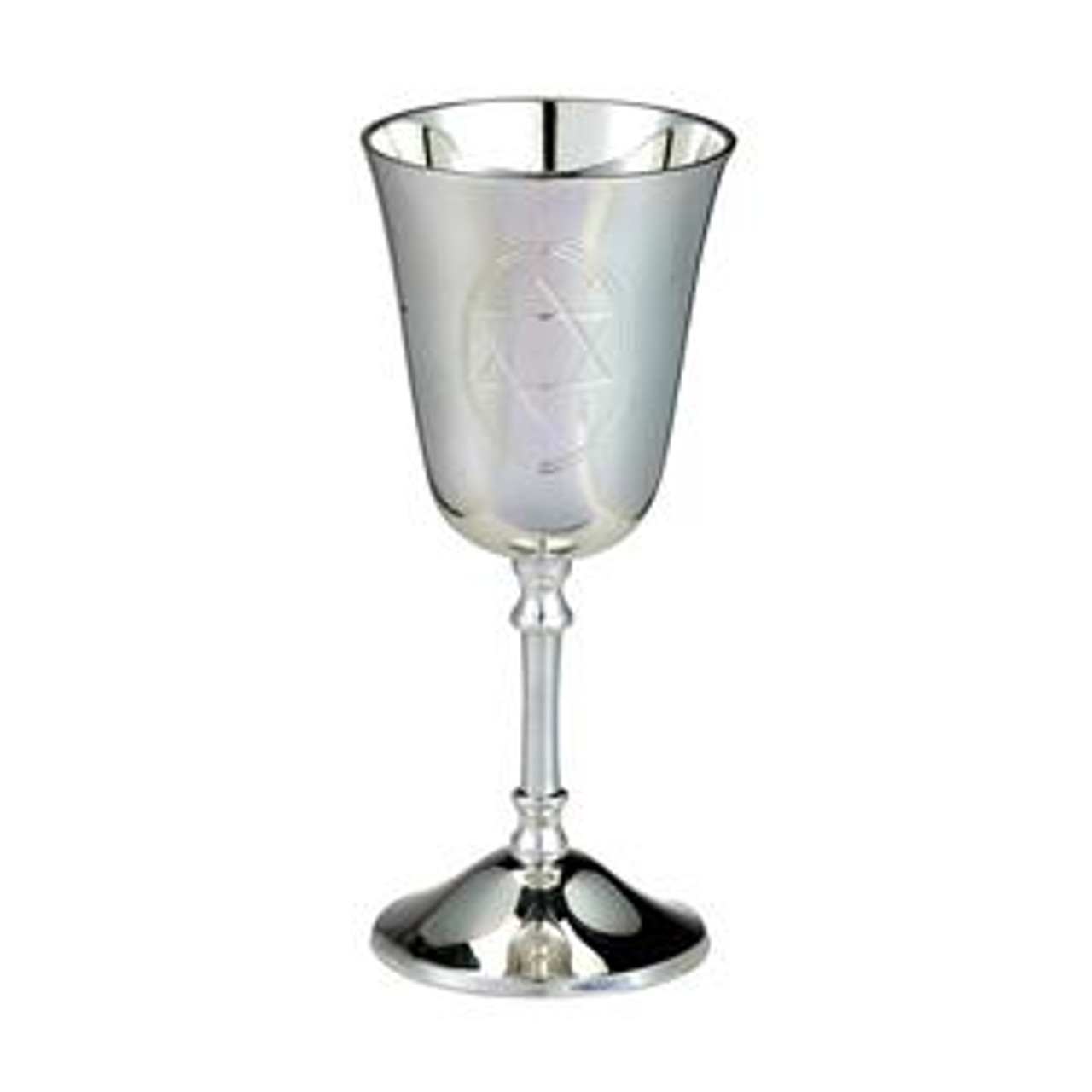 Silvertone Kiddush Cup with Centered Star of David - 5.5"
