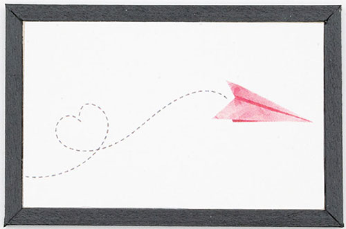 Paper Plane with Heart Arrow Picture, Black Frame