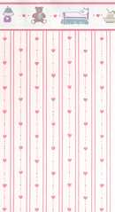 Wallpaper, Dollhouse Hearts, Pink, 3 pc.