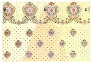 Wallpaper, Petite Heart, Peach, 3 pc.
