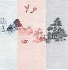 Wallpaper, China Grove Mural Burgundy, 3 pc.