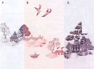 Wallpaper, China Grove Mural Blue, 3 pc.