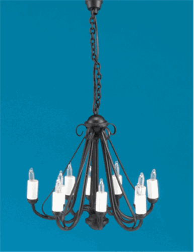 Wrought Iron Chandelier, Black