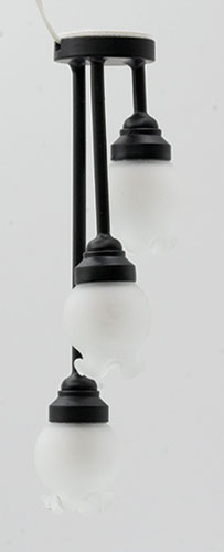 3 Ceiling Light with Frosted Floral Shade, Black, 12 Volt