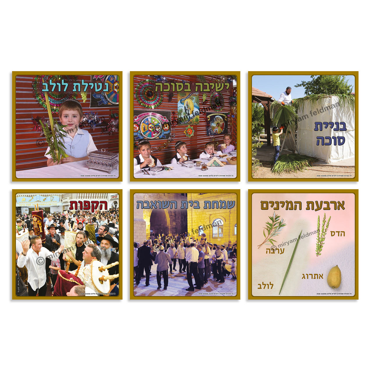 Sukkot Symbols (סוכות) Mini Poster Set by Miriam Feldman