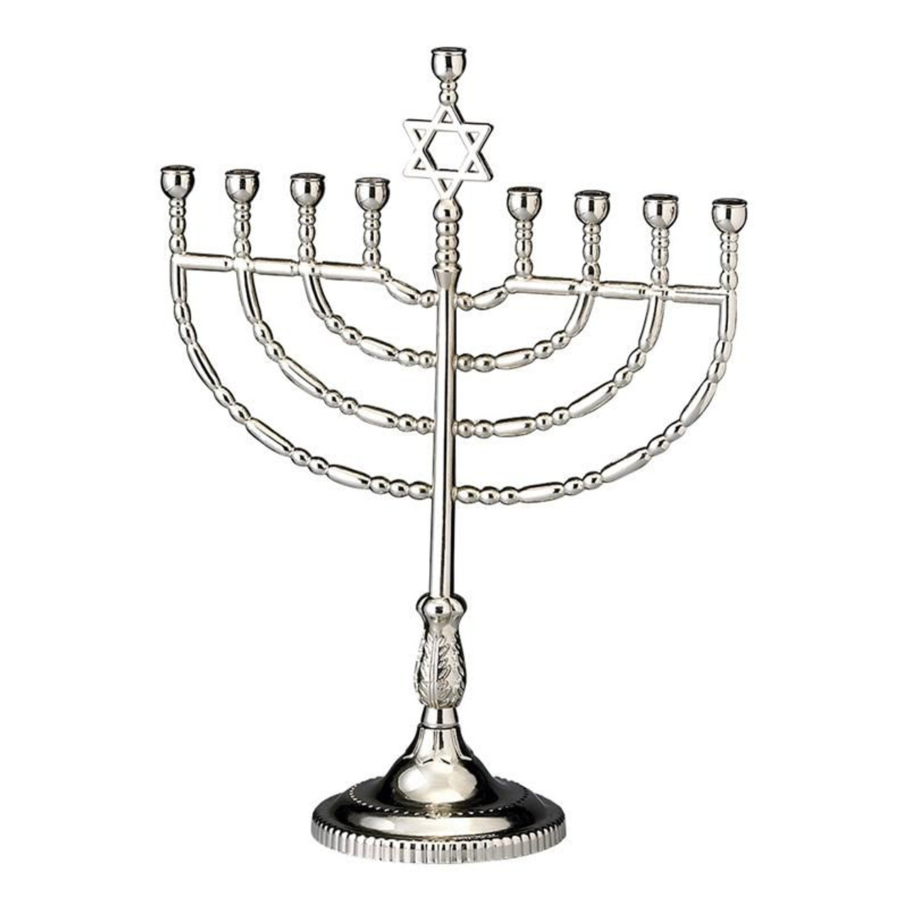 Large Traditional Menorah - Silvertone Finish