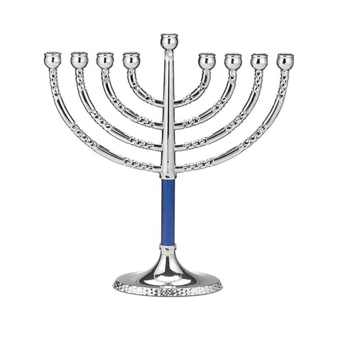 Classic Elegance Menorah with Hammered Accents, Silvertone