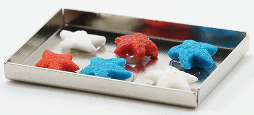 Red White and Blue Cookies On Baking Sheet