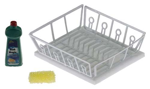 Dish Drainer w/Sponge & Detergent, Assorted, 1 Set