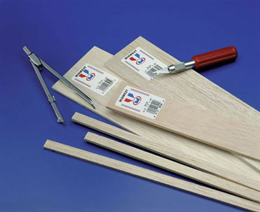 Balsa Strips, 1/4" X 1/4" X 36", 10 per package