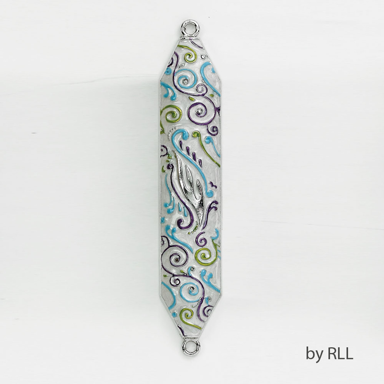 Swirls Enameled Mezuzah, Multi