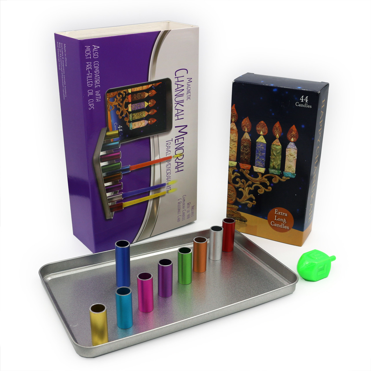 Magnetic Travel Menorah with Long Candles + Dreidel