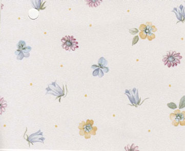 Pre-pasted Wallpaper, Blue Multi Flowers On White, 3 pc.