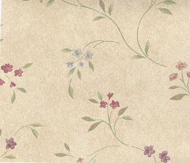 Pre-pasted Wallpaper Tiny Floral Vines On Tan, 3 pc.