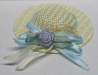 Ladies Straw Hat/Blue Ribbon