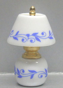China/Brass Lamp-Blue Leaves